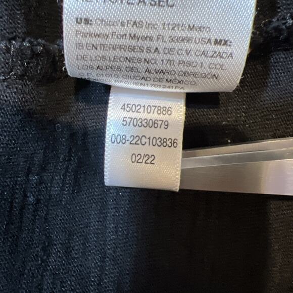 CHICO'S Tee Shirt Women's 1/Medium Black Laser Cut Eyelet 3/4 Sleeve Slub Cotton - Picture 6 of 9